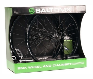 Salt Valon 20" sada vypletenych kol BMX + převodník, řetěz, pegy | Black