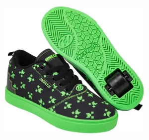 Heelys Pro Minecraft Shoes with Wheels | Green Black