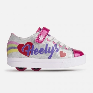 Heelys X2 Snazzy Shoes with Wheels for kids | Silver Rainbow