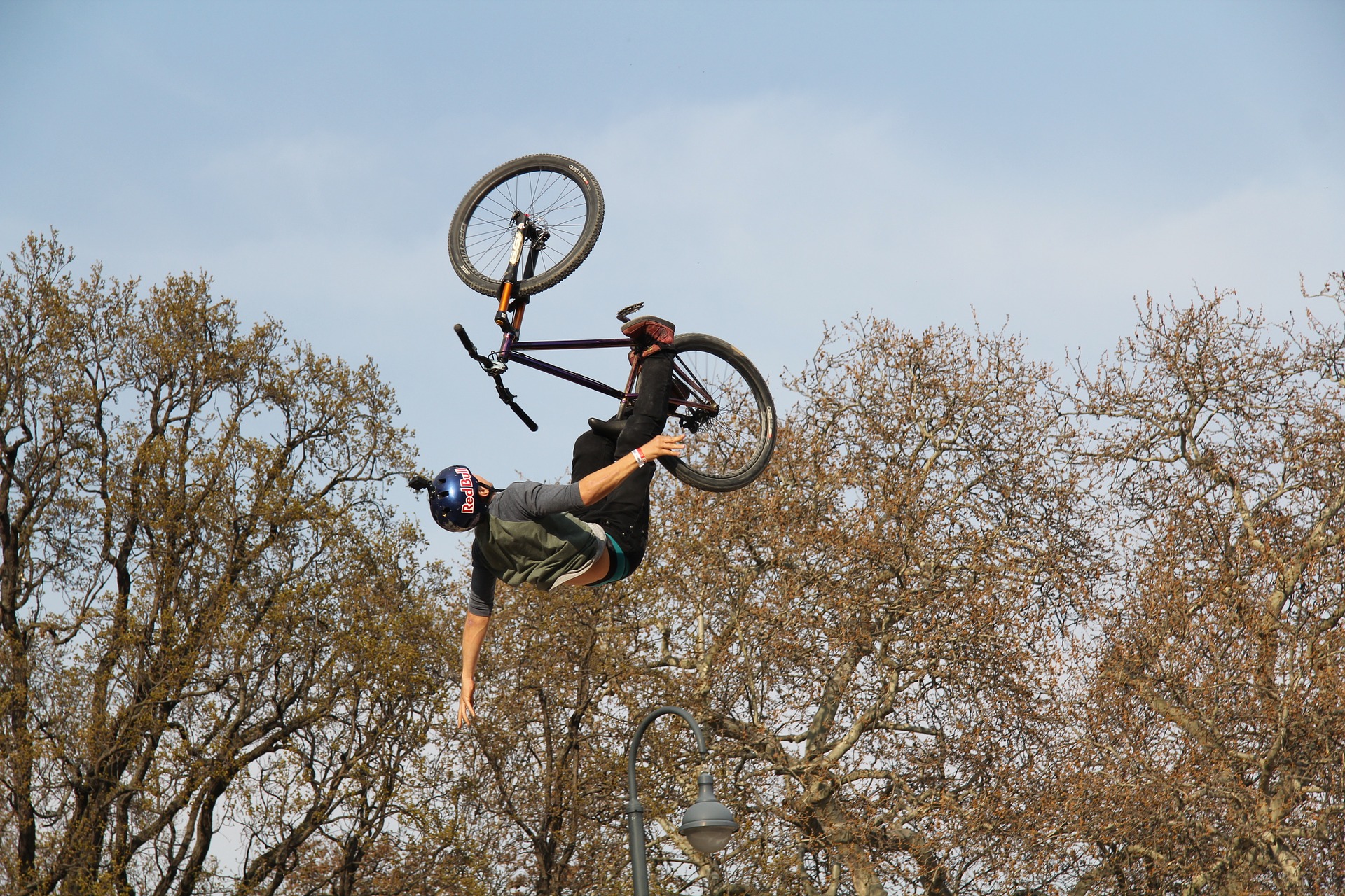 Dirt jumping tricks in the air